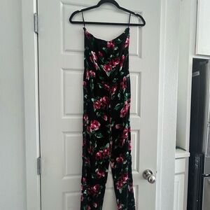 Ambiance Black and Pink Floral Jumpsuit